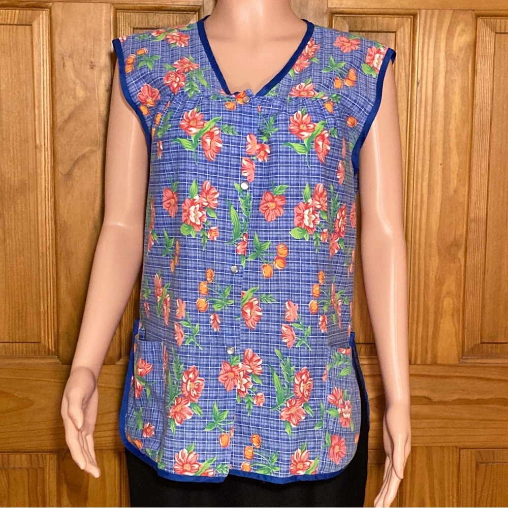 NWOT Moon Dance Vintage 90s Top Sleeveless Snap Front Blouse Blue Red L Large